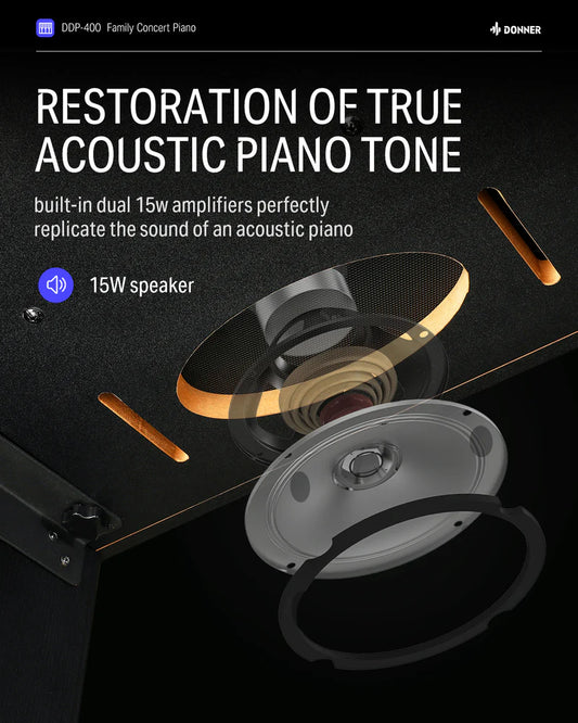 Donner DDP-400 88-Key Upright Digital Piano (Graded Hammer Action with Furniture Stand)