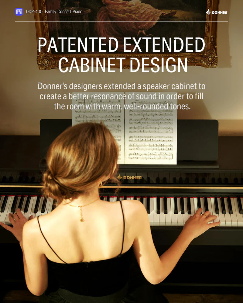 Donner DDP-400 88-Key Upright Digital Piano (Graded Hammer Action with Furniture Stand)