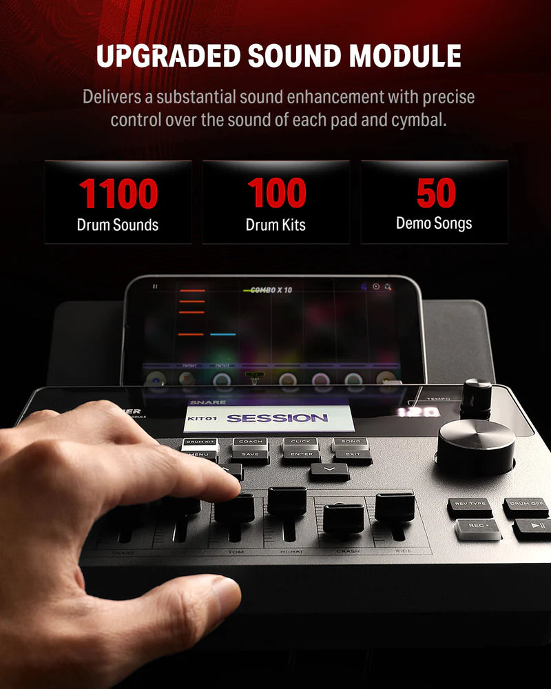 Donner DED-300 Pro Electronic Drum Kit (Mesh Heads with Independent Hi-Hat Stand)