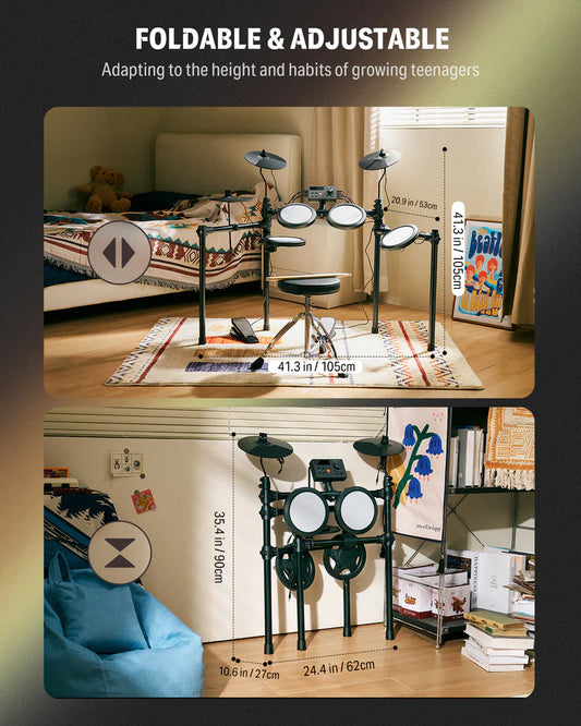 Donner DED-70 Electric Mesh Drum Kit (Beginner Bundle with Throne & Headphones)