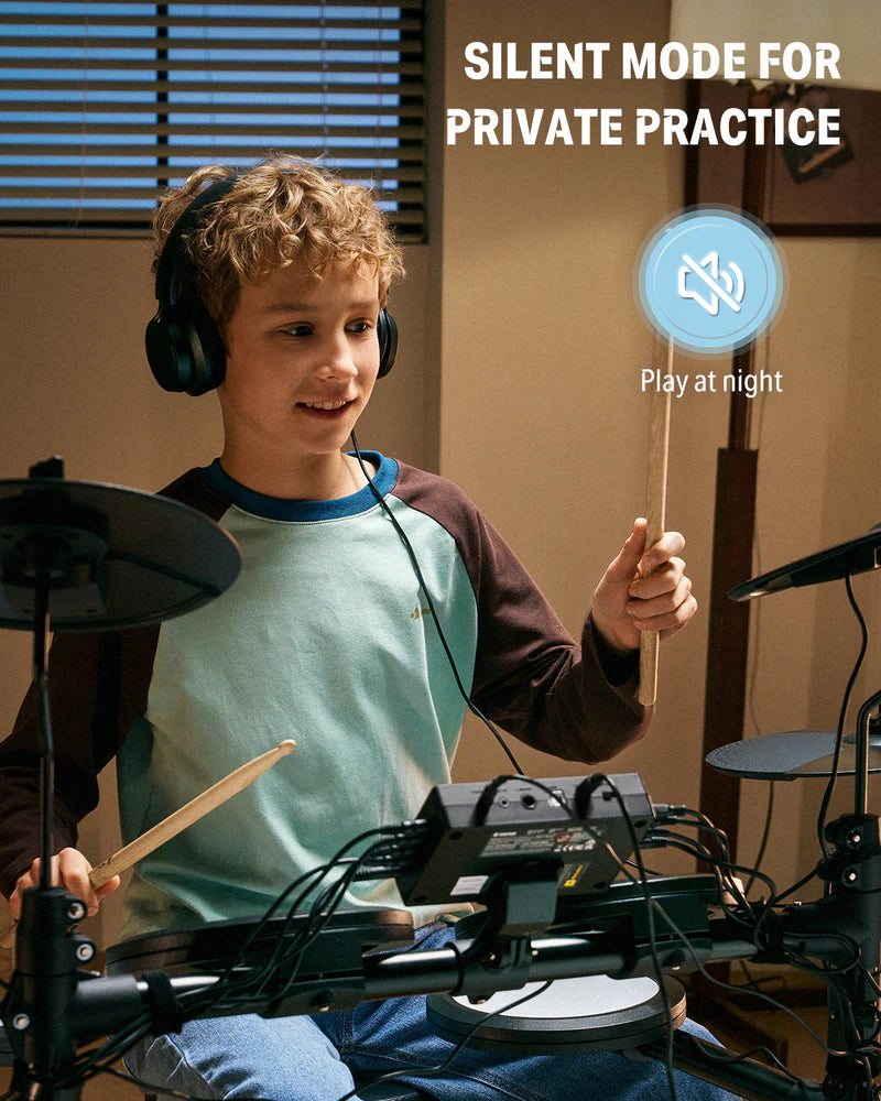 Donner DED-70 Electric Mesh Drum Kit (Beginner Bundle with Throne & Headphones)