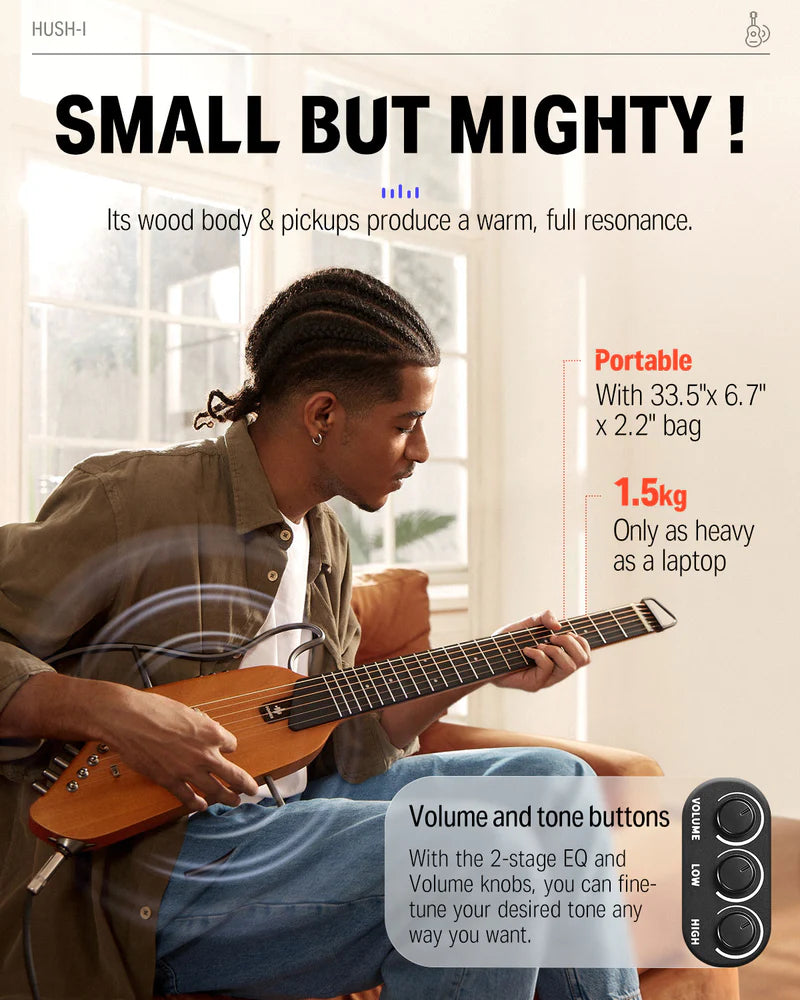 Donner HUSH-I Headless Acoustic-Electric Travel Guitar Kit