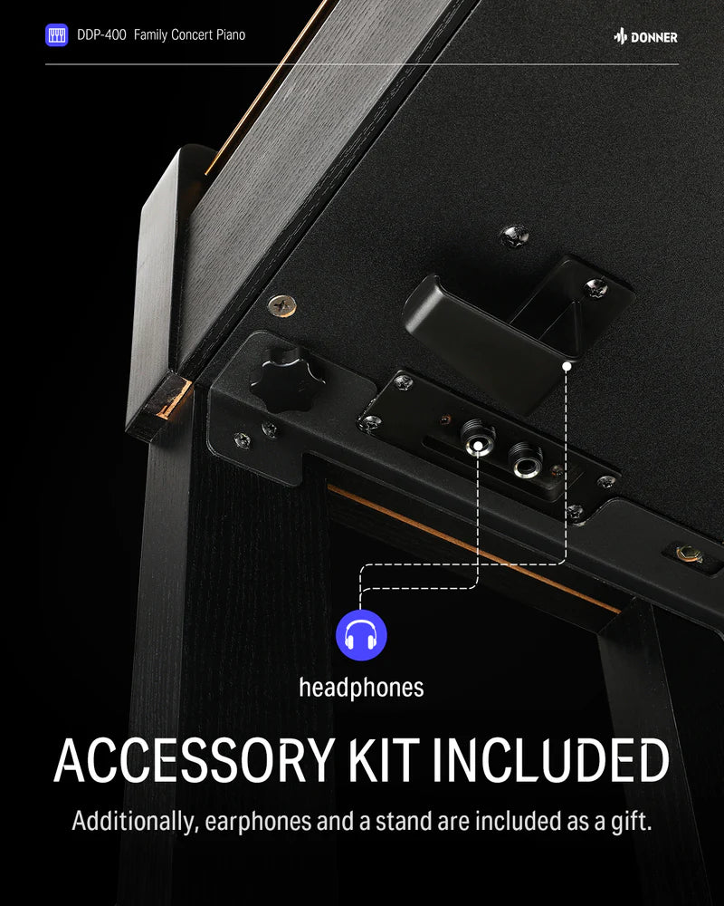 Donner DDP-400 88-Key Upright Digital Piano (Graded Hammer Action with Furniture Stand)