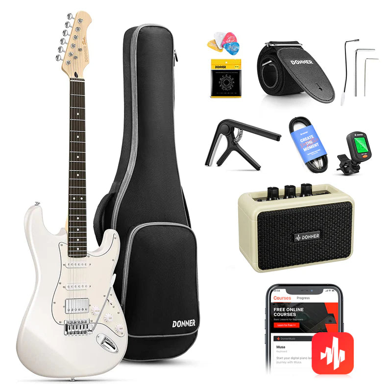 Donner DST-152 ST Electric Guitar Bundle (Includes Mini Amp & Accessories)