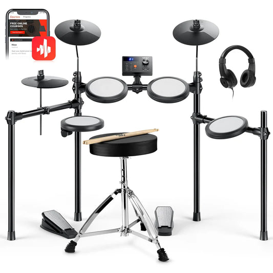Donner DED-70 Electric Mesh Drum Kit (Beginner Bundle with Throne & Headphones)
